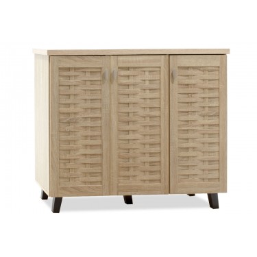 Παπουτσοθήκη-ντουλάπι MANTAM 16 ζεύγων χρώμα sonoma 115,5x40x92εκ Υλικό: CLIPBOARD 16mm & TOP 3CM  WITH 3D PAPER WOOD 049-000004