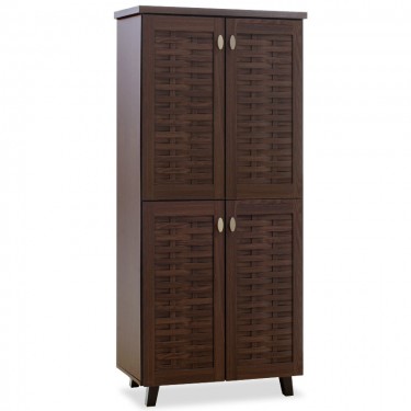 Παπουτσοθήκη-ντουλάπα MANTAM 24 ζεύγων χρώμα καρυδί 78x40x170,5εκ Υλικό: CLIPBOARD 16mm & TOP 3CM - 3D PAPER WOOD 049-000009