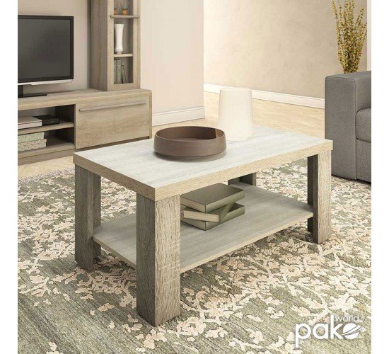 Τραπέζι σαλονιού RIANO χρώμα sonoma 89,5x49,5x42,5εκ Υλικό: MELAMINE 16mm & TOP 3CM - 3D PAPER WOOD 049-000024