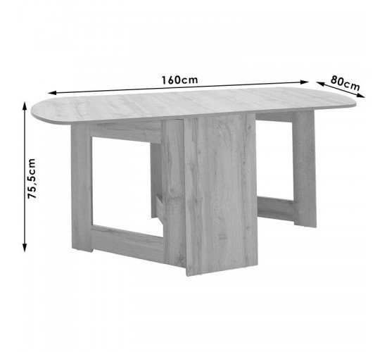 Τραπέζι Nadine πολυμορφικό-επεκτεινόμενο χρώμα γκρι antique 160x80x76.5εκ Υλικό: CHIPBOARD 049-000059