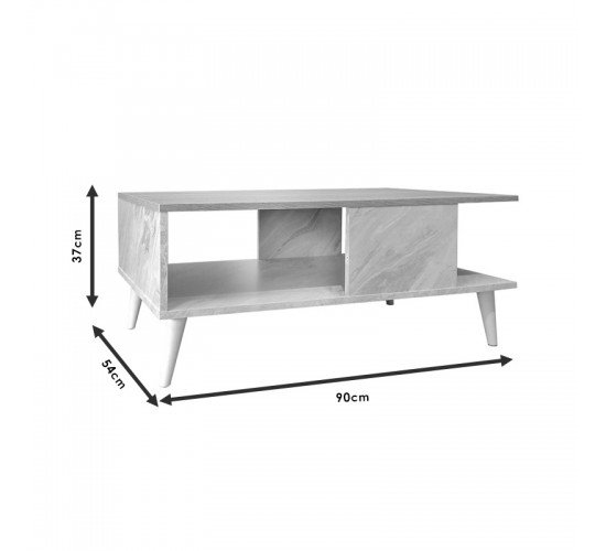 Τραπέζι σαλονιού Moses χρώμα sonoma-μαύρο μαρμάρου 90x54x37.5εκ Υλικό: 15mm CHIPBOARD / PP LEGS 049-000065