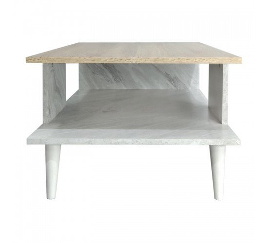 Τραπέζι σαλονιού Moses χρώμα sonoma-λευκό μαρμάρου 90x54x37.5εκ Υλικό: CHIPBOARD 049-000066