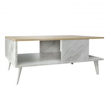 Τραπέζι σαλονιού Moses χρώμα sonoma-λευκό μαρμάρου 90x54x37.5εκ Υλικό: CHIPBOARD 049-000066