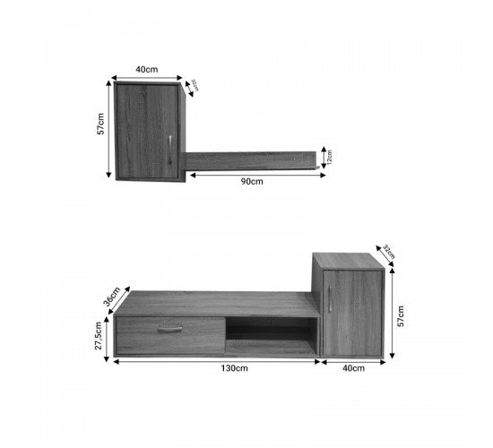 Σύνθεση σαλονιού Ranian μελαμίνης sonoma Υλικό: 15mm PARTICLE BOARD 049-000072