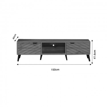 Έπιπλο τηλεόρασης Thelma oak μελαμίνης 150x40x41.6εκ Υλικό: LPL MELAMINE 049-000099