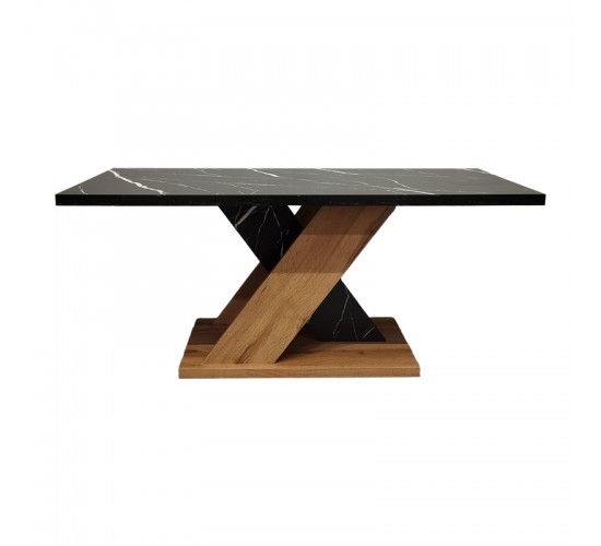 Τραπέζι σαλονιού Solange σε sonoma με μαύρη όψη μαρμάρου 110x55x47.5εκ Υλικό: CHIPBOARD 049-000104