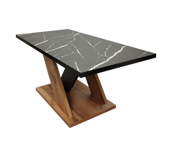 Τραπέζι σαλονιού Solange σε sonoma με μαύρη όψη μαρμάρου 110x55x47.5εκ Υλικό: CHIPBOARD 049-000104
