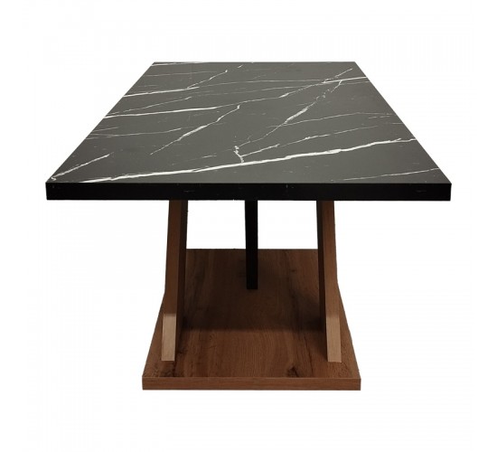 Τραπέζι σαλονιού Solange σε sonoma με μαύρη όψη μαρμάρου 110x55x47.5εκ Υλικό: CHIPBOARD 049-000104