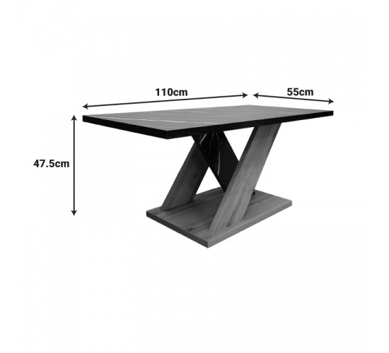 Τραπέζι σαλονιού Solange σε sonoma με μαύρη όψη μαρμάρου 110x55x47.5εκ Υλικό: CHIPBOARD 049-000104