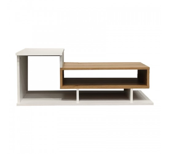 Τραπέζι σαλονιού Nuvele σε λευκή-sonoma απόχρωση 90x50x35εκ Υλικό: CHIPBOARD 049-000107