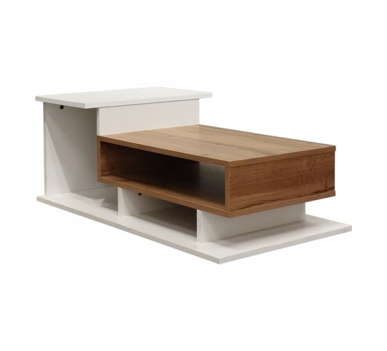 Τραπέζι σαλονιού Nuvele σε λευκή-sonoma απόχρωση 90x50x35εκ Υλικό: CHIPBOARD 049-000107