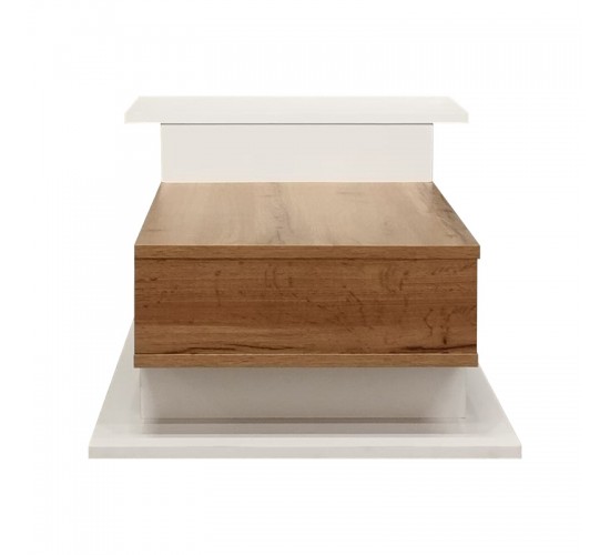 Τραπέζι σαλονιού Nuvele σε λευκή-sonoma απόχρωση 90x50x35εκ Υλικό: CHIPBOARD 049-000107