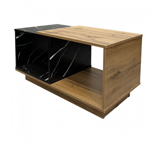 Τραπέζι σαλονιού Fetix σε μαύρο μαρμάρου-sonoma απόχρωση 90x45x45εκ Υλικό: CHIPBOARD 049-000110