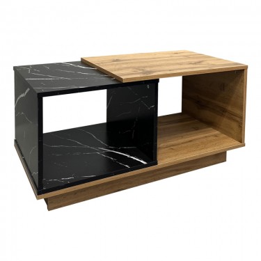 Τραπέζι σαλονιού Fetix σε μαύρο μαρμάρου-sonoma απόχρωση 90x45x45εκ Υλικό: CHIPBOARD 049-000110