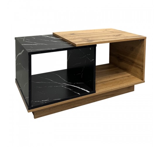 Τραπέζι σαλονιού Fetix σε μαύρο μαρμάρου-sonoma απόχρωση 90x45x45εκ Υλικό: CHIPBOARD 049-000110