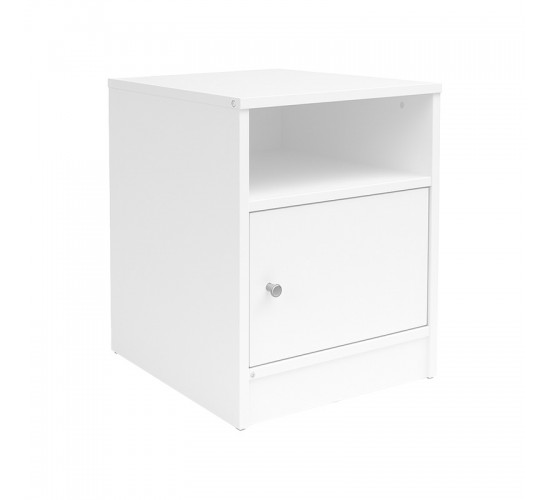 Κομοδίνο Foly με ένα ντουλάπι σε λευκή απόχρωση 40x40x50εκ Υλικό: Particleboard with lpl 049-000111