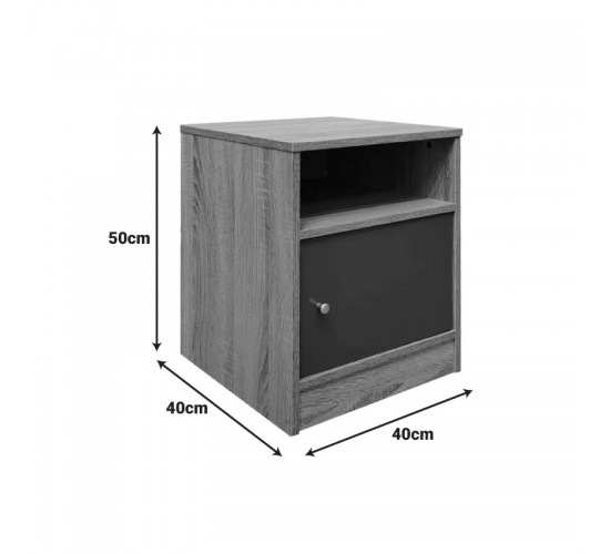 Κομοδίνο Foly με ένα ντουλάπι σε λευκή απόχρωση 40x40x50εκ Υλικό: Particleboard with lpl 049-000111