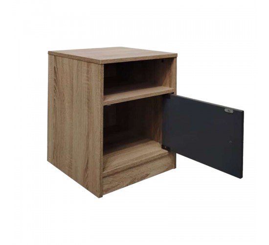 Κομοδίνο Foly με ένα ντουλάπι σε sonoma-ανθρακί απόχρωση 40x40x50εκ Υλικό: Particleboard with lpl 049-000112