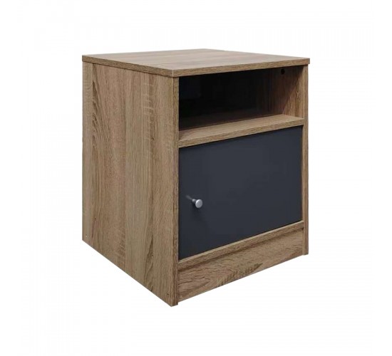 Κομοδίνο Foly με ένα ντουλάπι σε sonoma-ανθρακί απόχρωση 40x40x50εκ Υλικό: Particleboard with lpl 049-000112