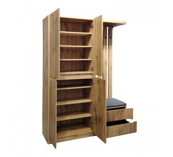 Έπιπλο εισόδου Zomie σε oak απόχρωση 131x41.5x180.4εκ Υλικό: Particleboard with lpl 049-000114