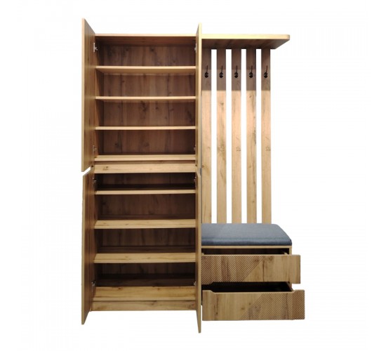 Έπιπλο εισόδου Zomie σε oak απόχρωση 131x41.5x180.4εκ Υλικό: Particleboard with lpl 049-000114