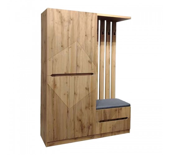 Έπιπλο εισόδου Zomie σε oak απόχρωση 131x41.5x180.4εκ Υλικό: Particleboard with lpl 049-000114