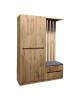 Έπιπλο εισόδου Zomie σε oak απόχρωση 131x41.5x180.4εκ Υλικό: Particleboard with lpl 049-000114