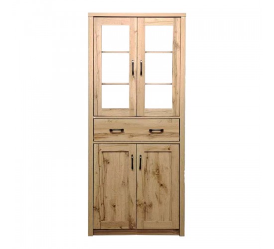 Βιτρίνα-ντουλάπα Nisso σε oak απόχρωση 80x40x183.5εκ Υλικό: Particleboard with lpl 049-000116