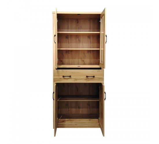 Βιτρίνα-ντουλάπα Nisso σε oak απόχρωση 80x40x183.5εκ Υλικό: Particleboard with lpl 049-000116