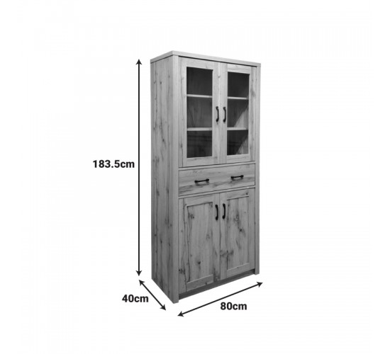 Βιτρίνα-ντουλάπα Nisso σε oak απόχρωση 80x40x183.5εκ Υλικό: Particleboard with lpl 049-000116