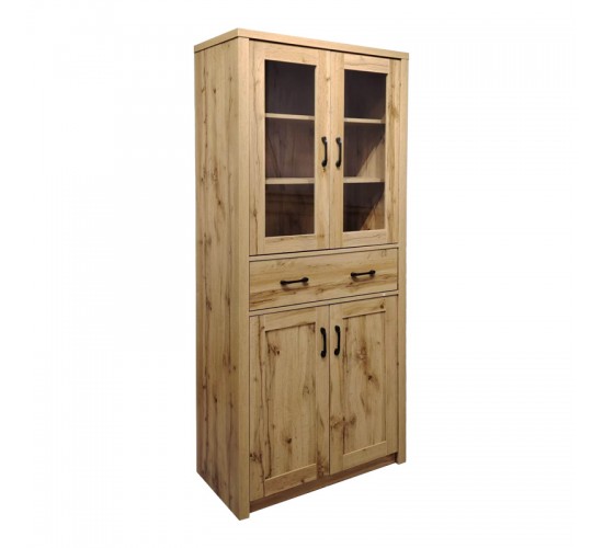 Βιτρίνα-ντουλάπα Nisso σε oak απόχρωση 80x40x183.5εκ Υλικό: Particleboard with lpl 049-000116
