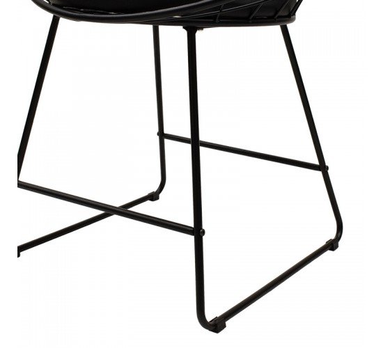 Καρέκλα Seth μέταλλο μαύρο-μαξιλάρι PVC μαύρο Υλικό: METAL WIRE - PVC CUSHION 058-000020