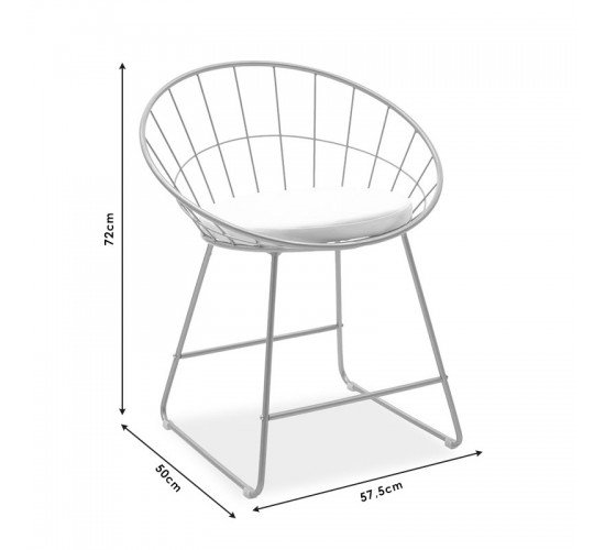 Καρέκλα Seth μέταλλο μαύρο-μαξιλάρι PVC μαύρο Υλικό: METAL WIRE - PVC CUSHION 058-000020