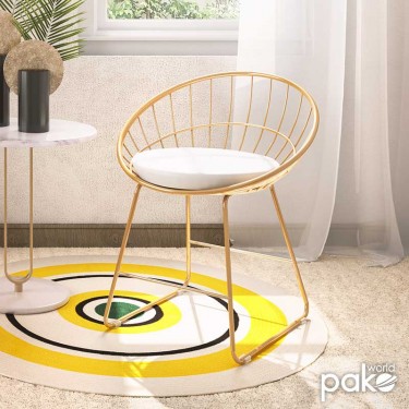 Καρέκλα Seth μέταλλο χρυσό-μαξιλάρι PVC λευκό Υλικό: METAL WIRE - PVC CUSHION 058-000021