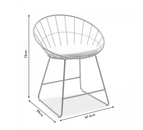 Καρέκλα Seth μέταλλο χρυσό-μαξιλάρι PVC λευκό Υλικό: METAL WIRE - PVC CUSHION 058-000021
