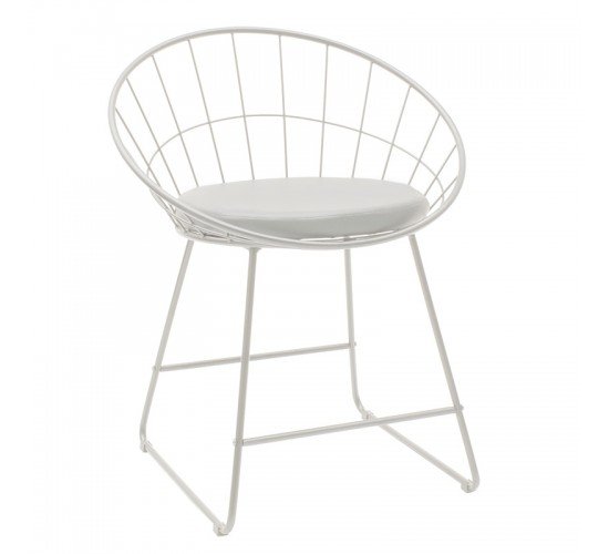 Καρέκλα Seth μέταλλο λευκό-μαξιλάρι PVC λευκό Υλικό: METAL WIRE - PVC CUSHION 058-000059