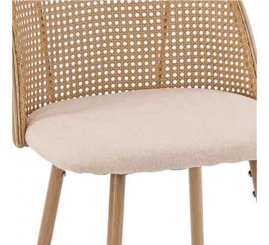 Σκαμπό μπαρ Kace φυσικό pe rattan-φυσικό ύφασμα-φυσικό μέταλλο 43x55x102εκ Υλικό: METAL. PU . PE RATTAN 058-000062