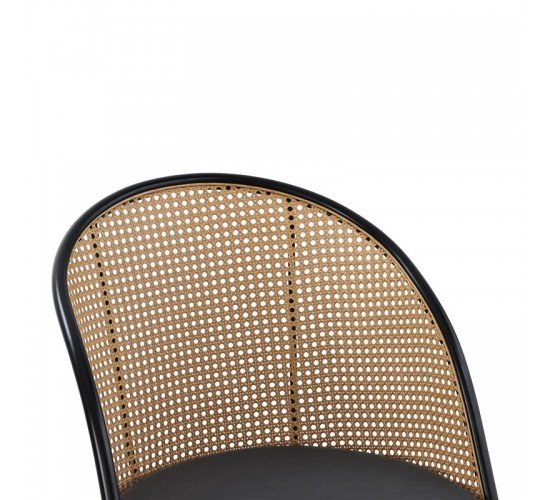 Καρέκλα Riccardo φυσικό pe rattan-ανθρακί pu-μαύρο μέταλλο 56x52x82εκ Υλικό: METAL- PU - PE RATTAN 058-000069