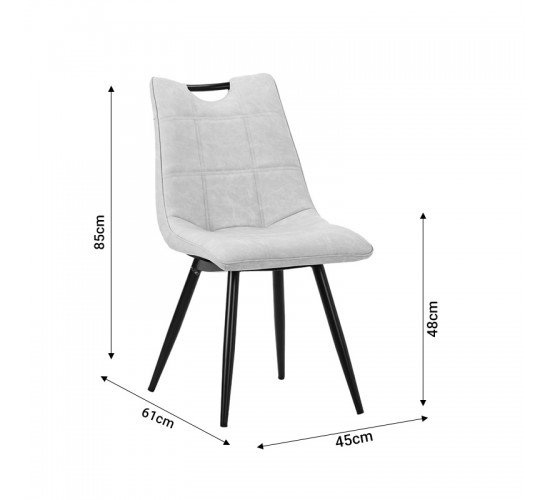 Καρέκλα Nely pu ανοιχτό μπεζ-πόδι μαύρο μέταλλο 45x61x85εκ Υλικό: METAL - PU 058-000076