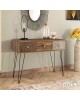Κονσόλα Boho καρυδί με μεταλλικά πόδια 100x50,5x74,5εκ Υλικό: MDF & CLIPBOARD 12mm & 15mm WITH PAPER WOOD 066-000004