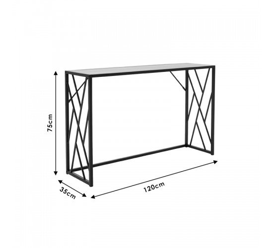 Κονσόλα Ivy χρώμα καρυδί-μαύρο 120x35x75εκ Υλικό: CLIPBOARD WITH MELAMINE - METAL 066-000015