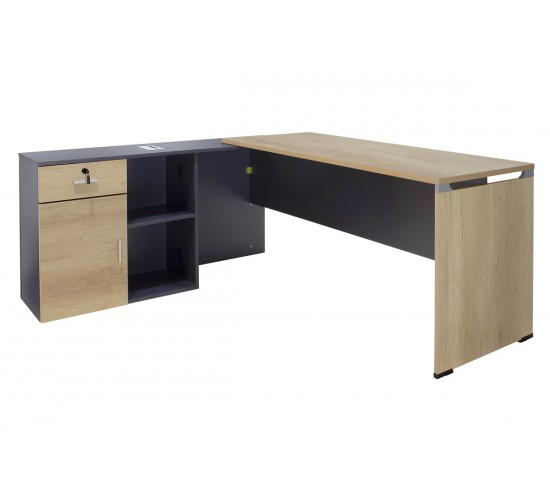 Γραφείο εργασίας επαγγελματικό Lotus pakoworld αναστρέψιμο σε φυσικό-ανθρακί 180x160x75εκ