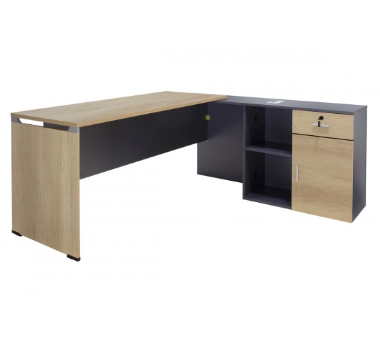 Γραφείο εργασίας επαγγελματικό Lotus pakoworld αναστρέψιμο σε φυσικό-ανθρακί 180x160x75εκ