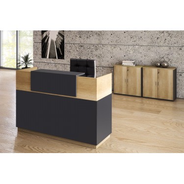 Γραφείο reception Lotus σε χρώμα φυσικό - ανθρακί 180x70x110εκ Υλικό: CLIPBOARD WITH MELAMINE 25mm & 20mm 069-000016