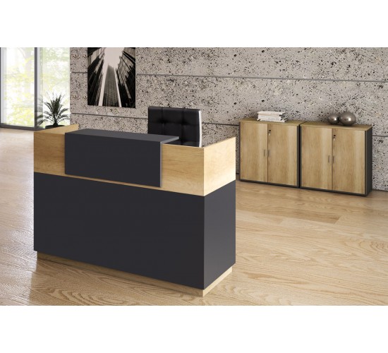 Γραφείο reception Lotus σε χρώμα φυσικό - ανθρακί 180x70x110εκ Υλικό: CLIPBOARD WITH MELAMINE 25mm & 20mm 069-000016 Γραφείο reception Lotus σε χρώμα φυσικό - ανθρακί 180x70x110εκ Υλικό: CLIPBOARD WITH MELAMINE 25mm & 20mm 069-000016