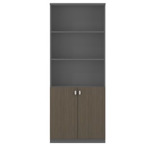 Βιβλιοθήκη γραφείου επαγγελματική Denith ανθρακί-καρυδί 80x40x200εκ Υλικό: CLIPBOARD 25mm - 16mm WITH MELAMINE 069-000070