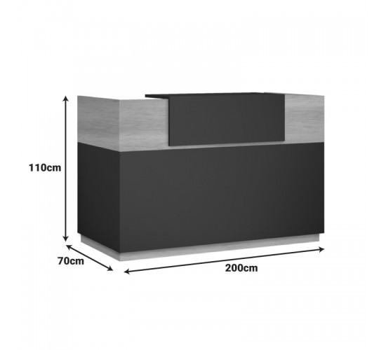 Γραφείο reception Lotus σε χρώμα φυσικό - ανθρακί 200x70x110εκ Υλικό: CLIPBOARD WITH MELAMINE 25mm & 20mm 069-000098