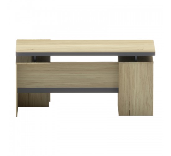 Γραφείο επαγγελματικό Lotus με δεξιά γωνία σε φυσική-ανθρακί απόχρωση  200x160x76εκ 069-000107