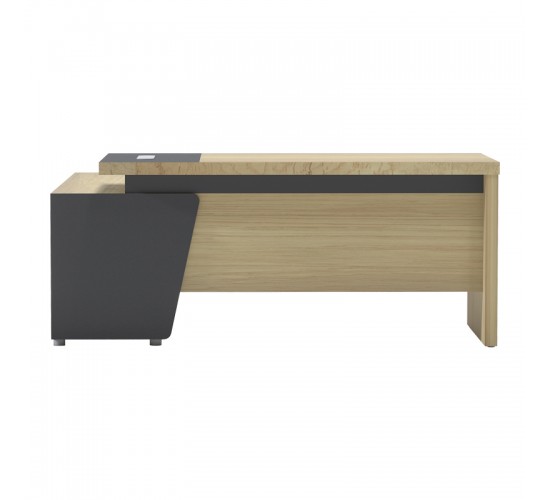 Γραφείο επαγγελματικό Lotus με δεξιά γωνία σε φυσική-ανθρακί απόχρωση 180x180x75εκ Υλικό: Table top and side leg 50mm MFC - Rest are 15mm MFC; 069-000112