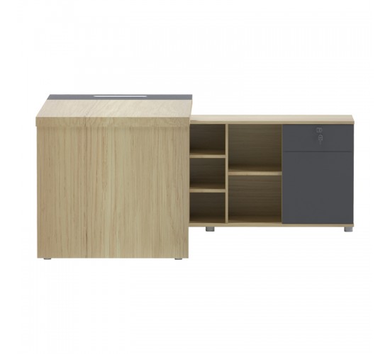 Γραφείο επαγγελματικό Lotus με δεξιά γωνία σε φυσική-ανθρακί απόχρωση 180x180x75εκ Υλικό: Table top and side leg 50mm MFC - Rest are 15mm MFC; 069-000112